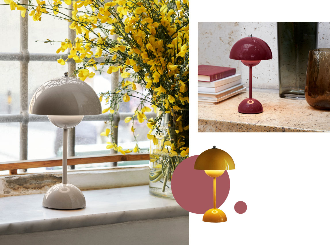 Einrichtung mit der Flowerpot-Lampe von Verner Panton