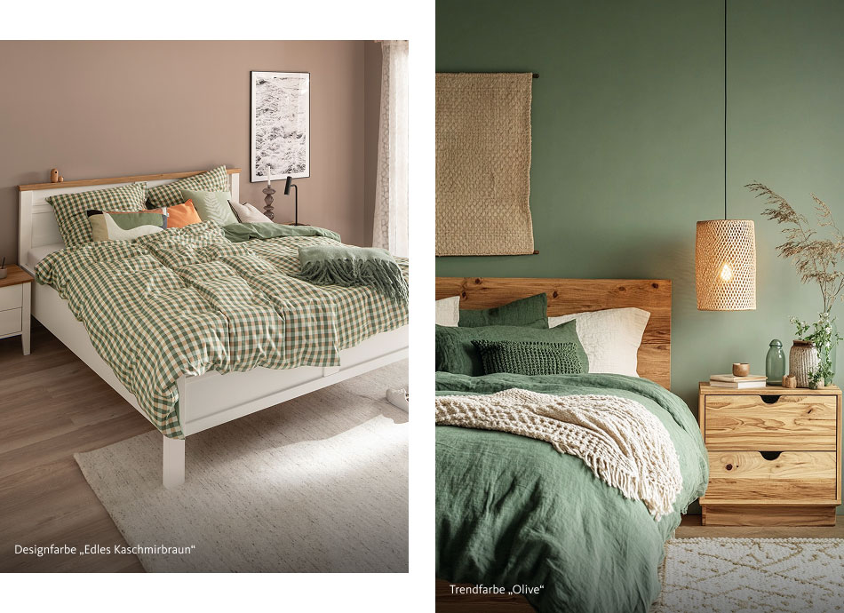 Interior Inspiration zum Thema Gesünder Schlafen in beruhigenden Braun- und Grüntönen von Schöner Wohnen Farbe